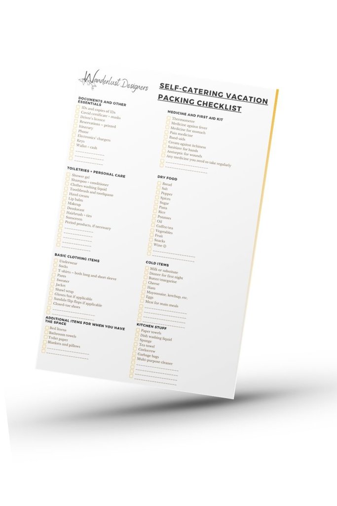 self-catering holiday packing list