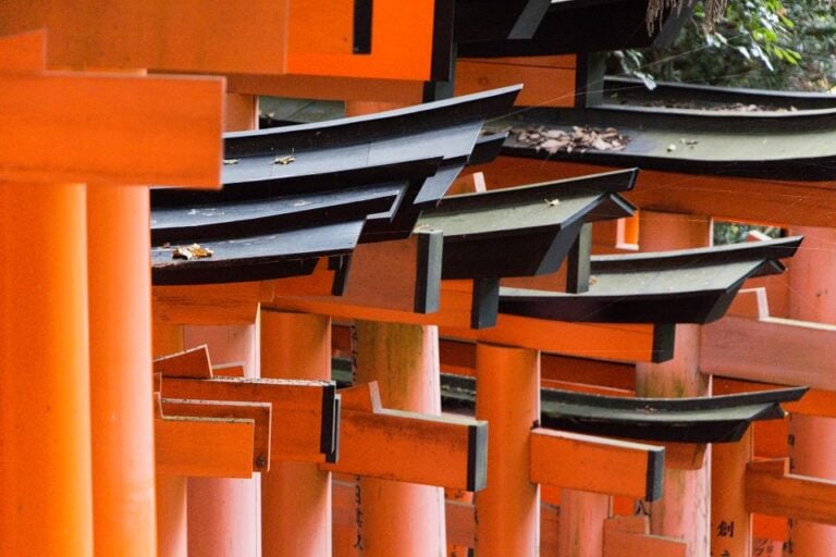 Wanderlust Designers — travel guides that watch the budget torii gates closeup in fushimi inari kyoto japan Japan