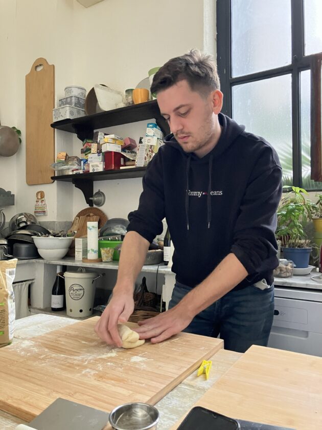 Our Personal Experience from Cooking Class in Catania making dough making dough